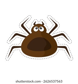 Um inseto marrom de aranha de desenho animado. Ilustração vetorial