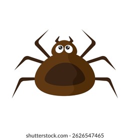 Brown cartoon spider bug. Vector illustration