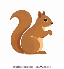 Brown cartoon squirrel sitting upright with bushy tail
