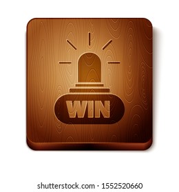 Brown Casino win icon isolated on white background. Wooden square button. Vector Illustration