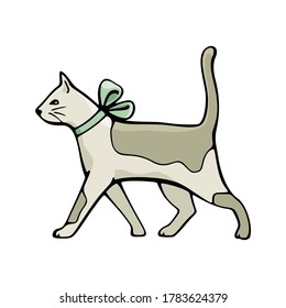 Brown Cat With Bow Tie Cute Pet Animal Design