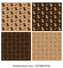 brown cat and dog heads pattern