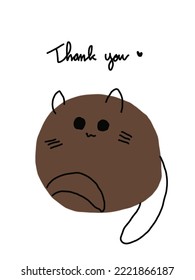 Brown cat doodle on plain background, vector for web banner template, branding package, fabric print, wallpaper, social media post, doodle, notes, book covers, wall decor, templates
