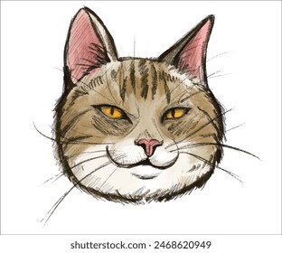 la cabeza de gato marrón parece aislada 