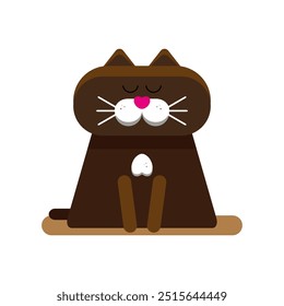 Brown Cat. Cat. Illustration. Animal. Cartoon. Cute Cat. Emotion. Avatar. Kitten. Art. Design. Card. Images. Flat. Character.