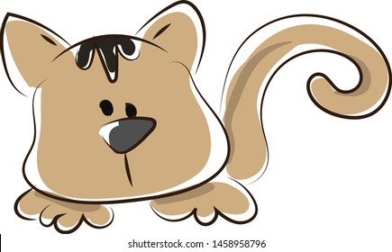Brown cat, illustration, vector on white background.
