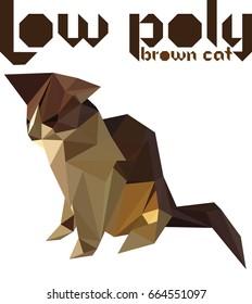 Brown cat in low poly