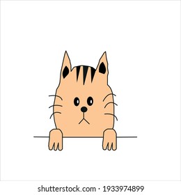 A brown cat on a white background. Vector illustration.