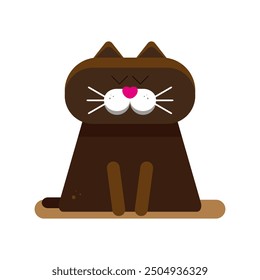 Brown cat. Brown cat on a white background. Illustration. Icon. Symbol. Vector. Web. Design. Cartoon. Character. Animal. 