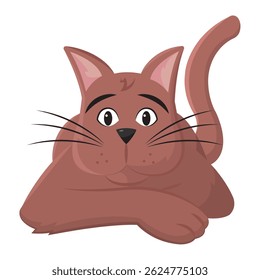 Brown cat playing outside. Vector illustration
