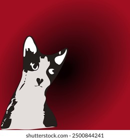 Brown cat red background vector illustration