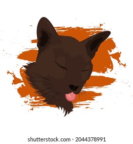 Brown cat vector, cute cat painting illustration. Can be used for clothing design, and cat love presentation.