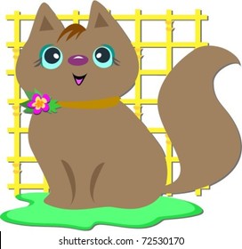 Brown Cat with Yellow Grid