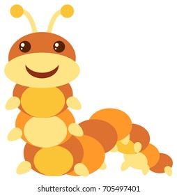 Brown caterpillar on white background illustration