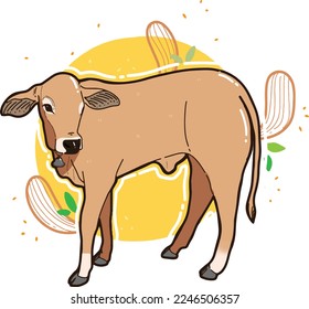 Brown Cattle Vector Illustration With Simple Background