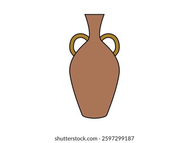 Brown ceramic or clay vase on a white background