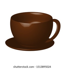 brown ceramic cup on a white background,vector