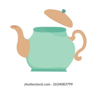 Brown ceramic teapot. Vector illustration