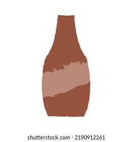 Braune Keramikvase mit Textur. Abstrakte Keramikflasche, Vektorgrafik auf isoliertem Hintergrund