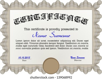 Brown certificate or Diploma template with very complex design