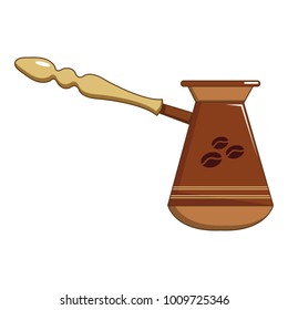 Brown cezve icon. Cartoon illustration of brown cezve vector icon for web