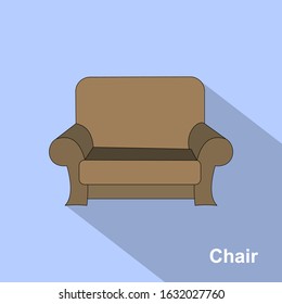 A brown chair with a long shadow. Vector illustration
