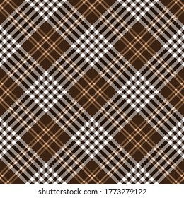 Brown checkered tartan plaid pattern. Diagonal gingham inspired design for pillows, shirts, dresses, tablecloth etc. 