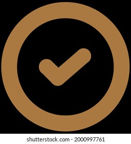Icono de marca de verificación marrón para aplicaciones y sitios web.