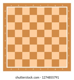 Brown Chess Board Top View With Algebraic Notation Vector Illustration. Chessboard Tile.