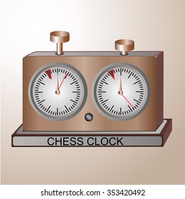 brown chess clock with gold buttons