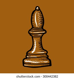 brown chess piece elephant isolated on a brown background