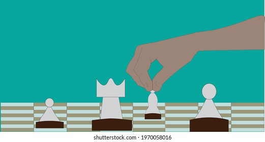 brown chessboard with one hand moving piece