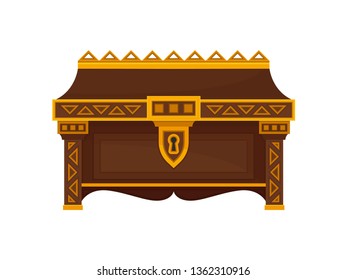 Brown chest on white background. Vector illustration.