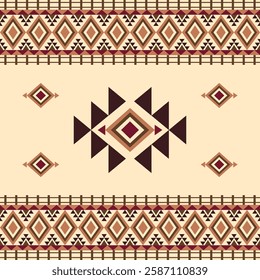 Brown chevrons seamless African, Navajo, native American pattern ethnic ornament on the carpet. Aztec style. Tribal motif. Vector illustration for rugs, curtains, and textiles.