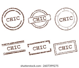 Brown chic stamps on white