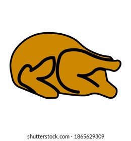 Brown chicken carcass on white background, sign for design, vector illustration