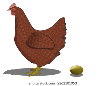 Brown chicken with a golden egg