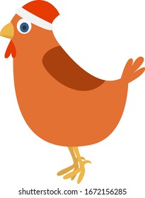 Brown chicken, illustration, vector on white background.