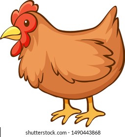 Brown chicken on white background illustration