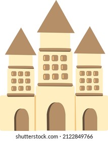 Brown children's lock, vector lock in flat style, castle