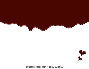 A brown chocolate background that melts and hangs down. Heart chocolate decoration on the bottom right. There are multiple variations.