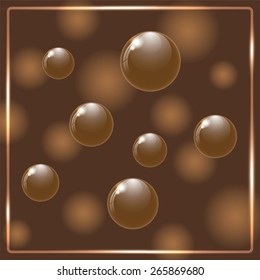 Brown chocolate balls on brown background. Vector ilustration.