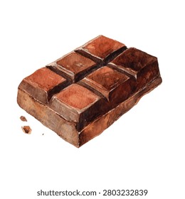 Brown chocolate bar cut into six squares