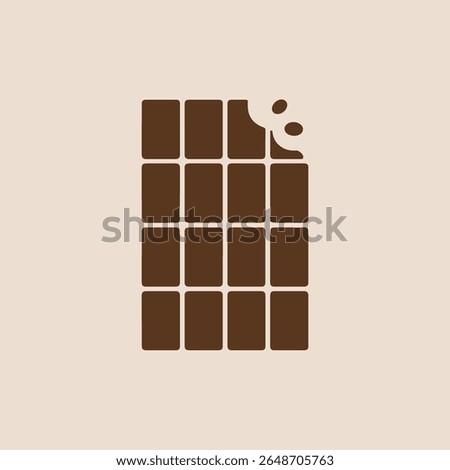 Brown Chocolate Bar Icon Partially Eaten Pieces symbol