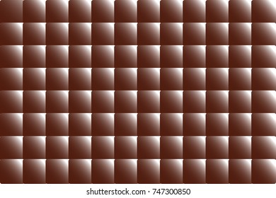 Brown chocolate bar texture. Abstract checkered background. 3d graphic square tile. Vector illustration.