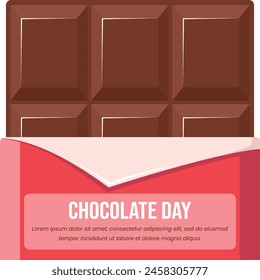 Brown chocolate bar vector illustration suitable for world chocolate day poster or social media post