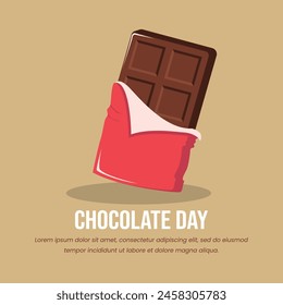 Brown chocolate bar vector illustration suitable for world chocolate day poster or social media post