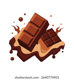 Brown Chocolate Bars Melted Chocolate Drips vector