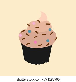 Brown Chocolate Cupcake Vector Illustration Graphic Design