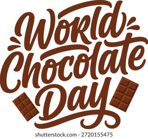 Texto del día de chocolate marrón con barra de chocolate